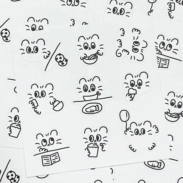 Koreai Ins Egyszerű Stroke Francia Macska Mindennapi Élet Rajzfilm Nélküli Matrica Diy Scrapbooking Folyóirat Kollázs Telefon Dekoráció - Image 2