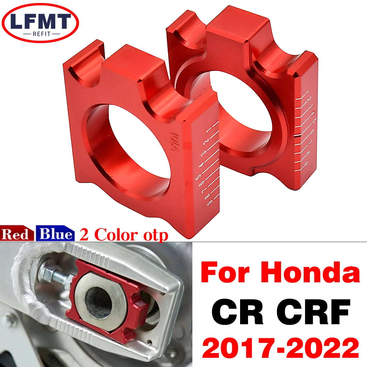 

For Honda 250R 250X 250RX 450R 450X 450RX 450L R RX CR 125 250 CRF250R CRF450R CRF Motorcycle CNC Rear Axle Block Chain Adjuster