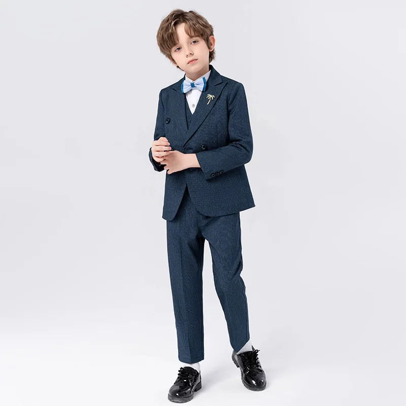 Greyish Blue Checked Coat Suit for Wedding for Boys – Devils-n-Angels