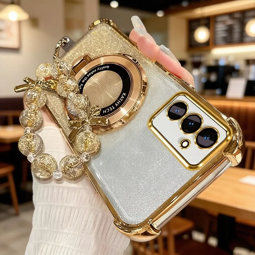 Luxurious Glitter Shockproof Phone Case with Bracelet Ring Holder Stand