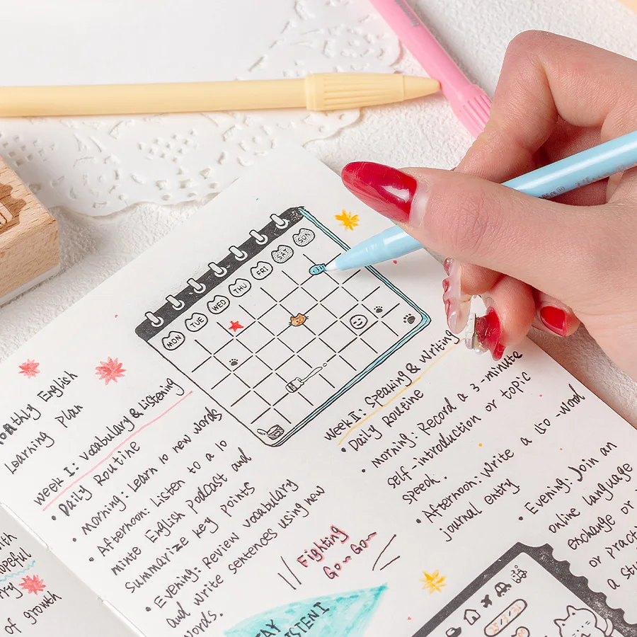 Memo Cat Box Wooden Hand Account Seal Retro Cat Sc...