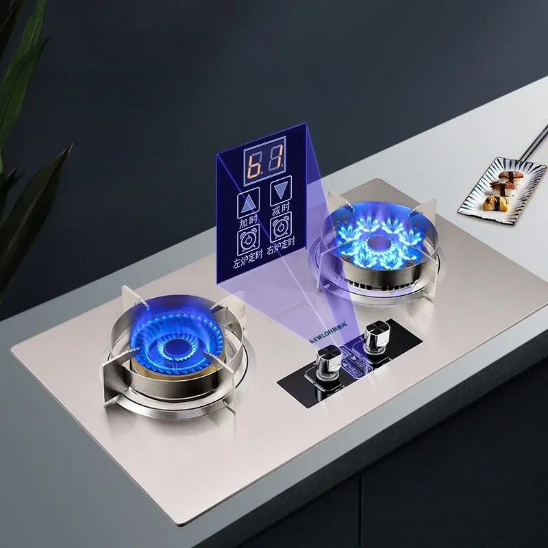 Gas Stove 7.0kw Fierce Fire Power LPG Type Natural Gas Cooker 2 Burners Stainless Steel Cooktop Kitchen Built-in Hobs Stove