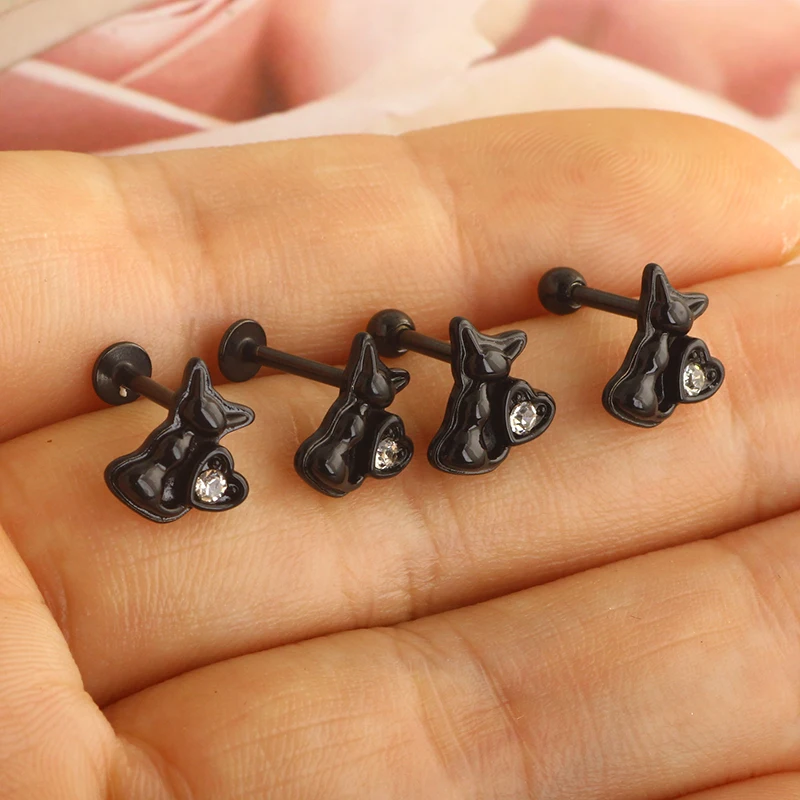 16g Cartilage Earring Stud Hoop for Women Tragus Stud Earring Cartilage Piercing Jewelry Surgical Stainless Steel Forward Helix