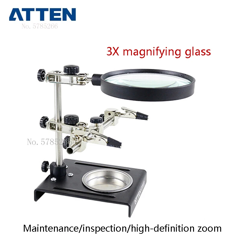 ATTEN 3X Magnifier Desktop Repair Stand Electric Soldering Station Electric Soldering Iron Circuit Board Repair Auxiliary Tool