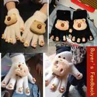 Winter Children Gloves 3D Capybara Plush Gloves Five Finger Cold-proof Gloves Outdoors Thick Warm Gloves For Boys Girls 6