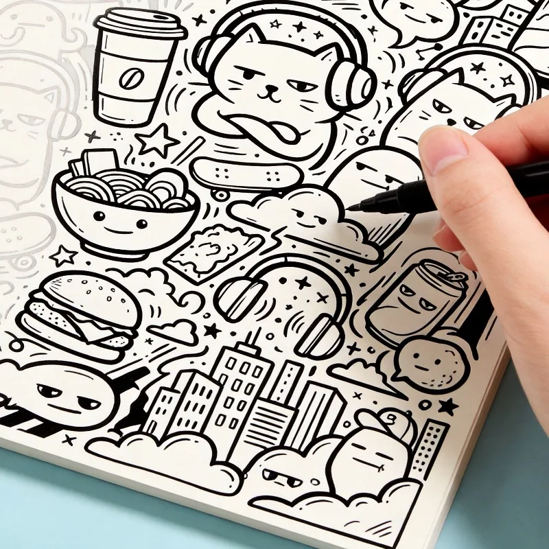 Libro da colorare con linee da copiare, Disegni a linee, Quaderno per esercizi di disegno artistico, 24 pagine di carta ad alta definizione - immagine 3