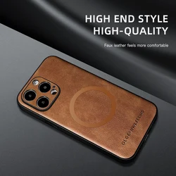 Leather MagSafe Case with Wireless Charging and Shockproof Protection for 17I18 Pro Max (Brown)