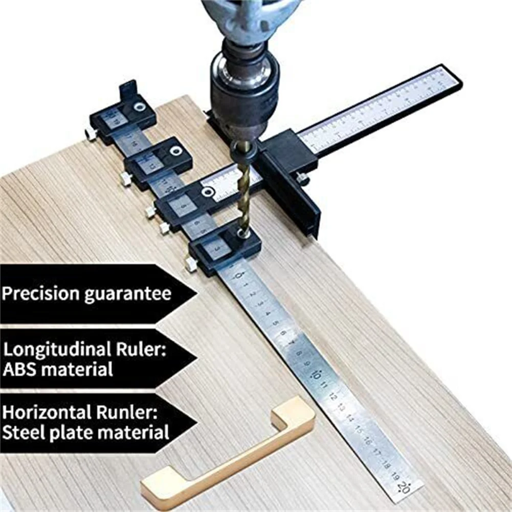 woodworking drill accessories Cabinet Hardware Jig Tool Wood Drilling Dowelling Guide Adjustable Punch Locator For Handles Knobs Installation Dropshipping