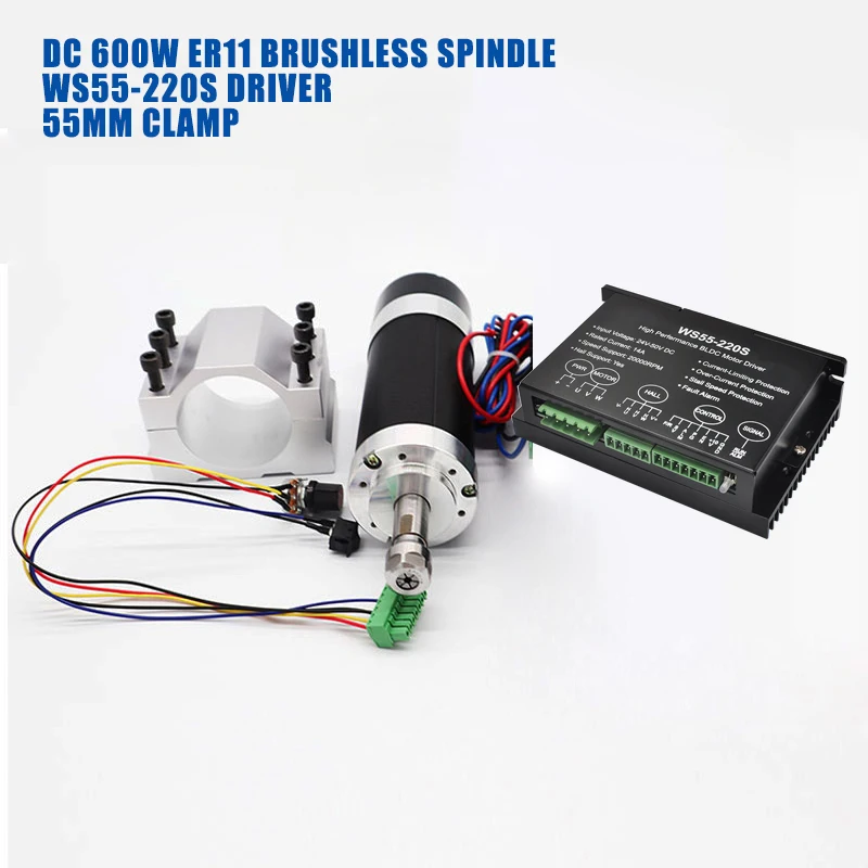ER11 48V 400W Air-cooled Brushless Engraver Spindle Motor W/ BLDC Motor Control 
