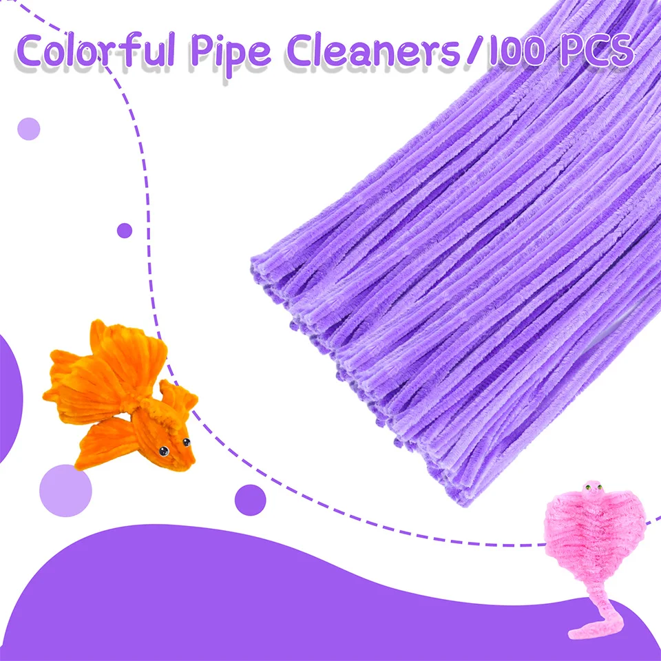 Colorful Chenille Stem Pipe Twisted Rod Christmas Party Supplies for Festivals Decorations Home DIY Handcraft Arts 100Pcs IMZAY chenille stem supplies