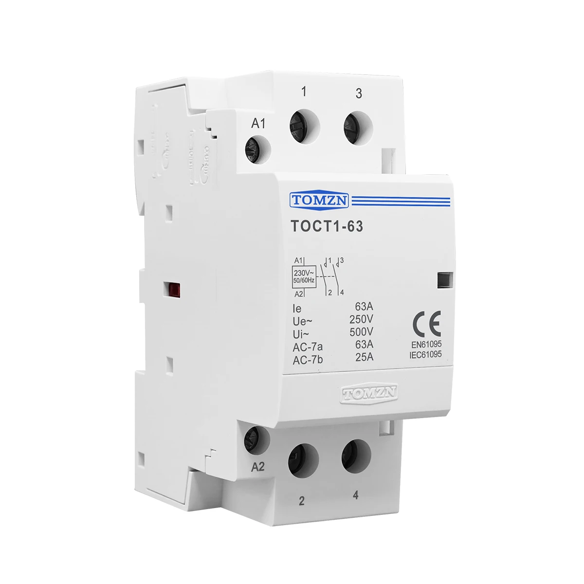 TOMZN TOCT1 2P 40A 63A 220V/230V 400V 50/60Hz Din 레일 가정용 AC 모듈식 접촉기 2NO 1NO1NC 2NC