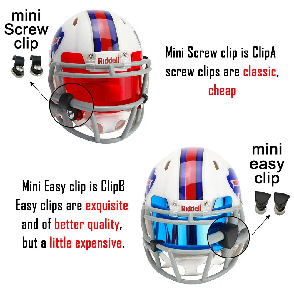 Football Visor Display Mini Size With Clip Unable to wear Mini Helmet Visor Insert for Collectors and Builders