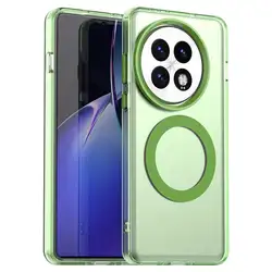Slim Matte Clear Magnetic Wireless Charging Protective Case - Military Shockproof Candy Color Frosted Cover - OnePlus 13 (Green)