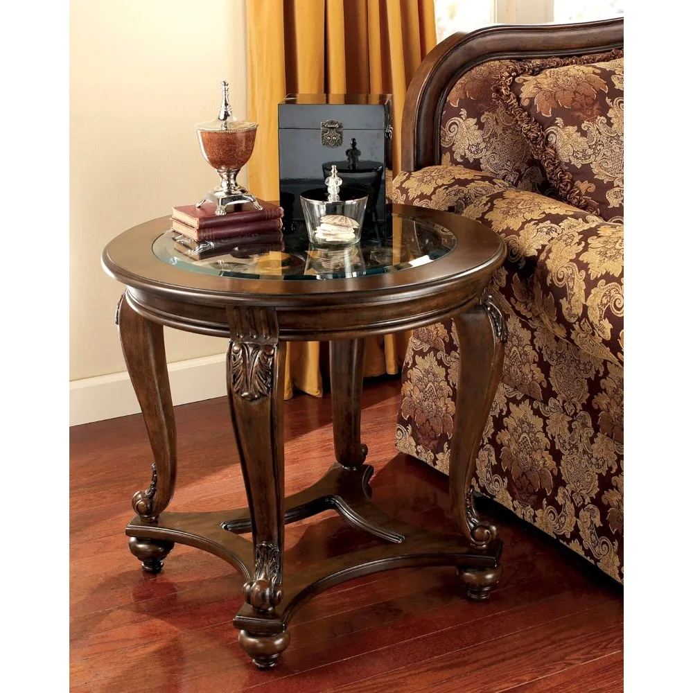 T499-6 Round End Table, 0, Dark Brown 2