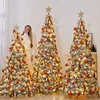 Folding Christmas Tree Portable Flocked PVC Decor Expandable Large Holiday ornaments Home Realistic Dense Xmas Tree with Stand