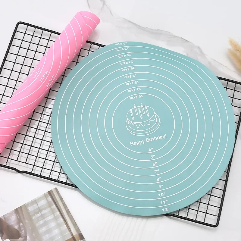 Silicone Baking Mat Silicone Baking Mat for Cake Turntable Non-Stick High Temp Resistant Decorating Tool Size Guide