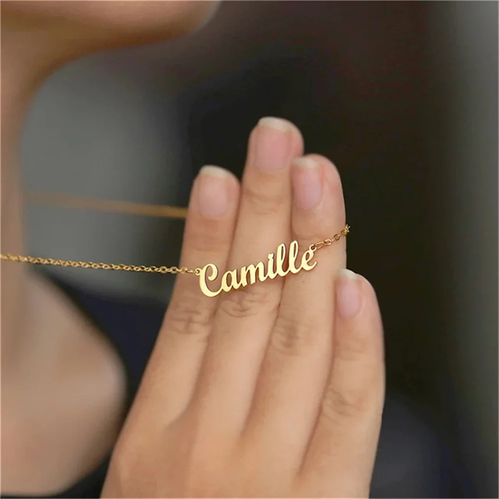 custom name necklace for Women Personalized gifts Gold cross chains name pendant Stainless Steel necklaces Jewelry free shipping free shipping necklace pendant storage