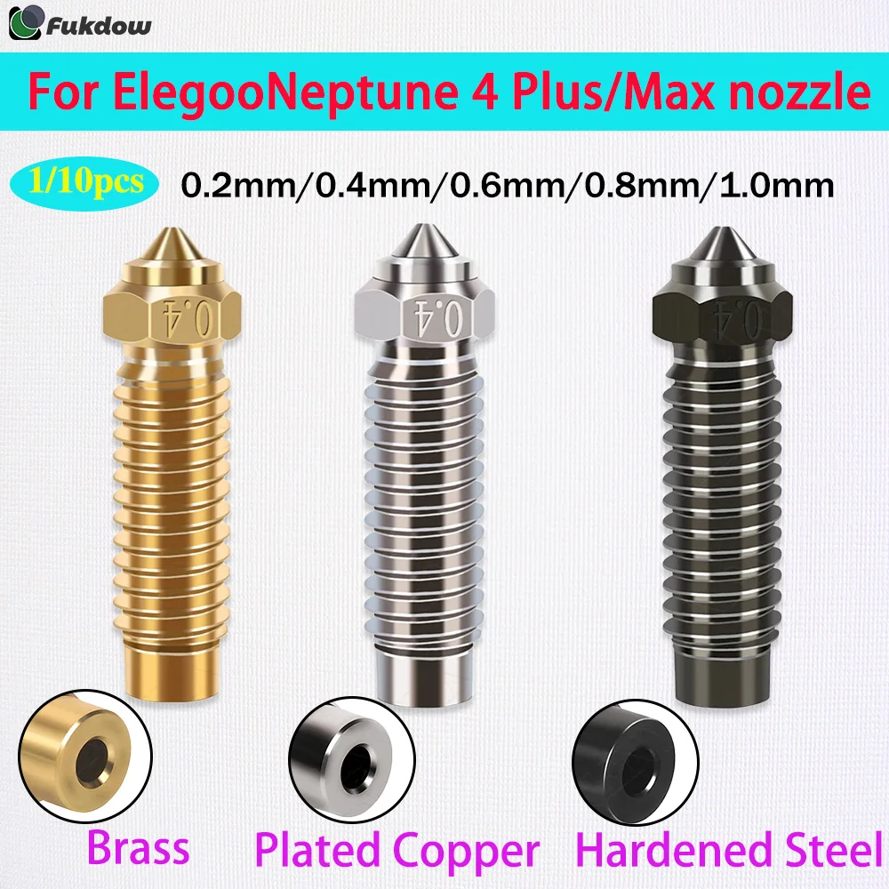 Elegoo Neptune 4 Plus 고속 황동 경화 강철 구리 도금 깍지, Neptune 4 Max 3D 프린터 깍지, 10PCs 깍지