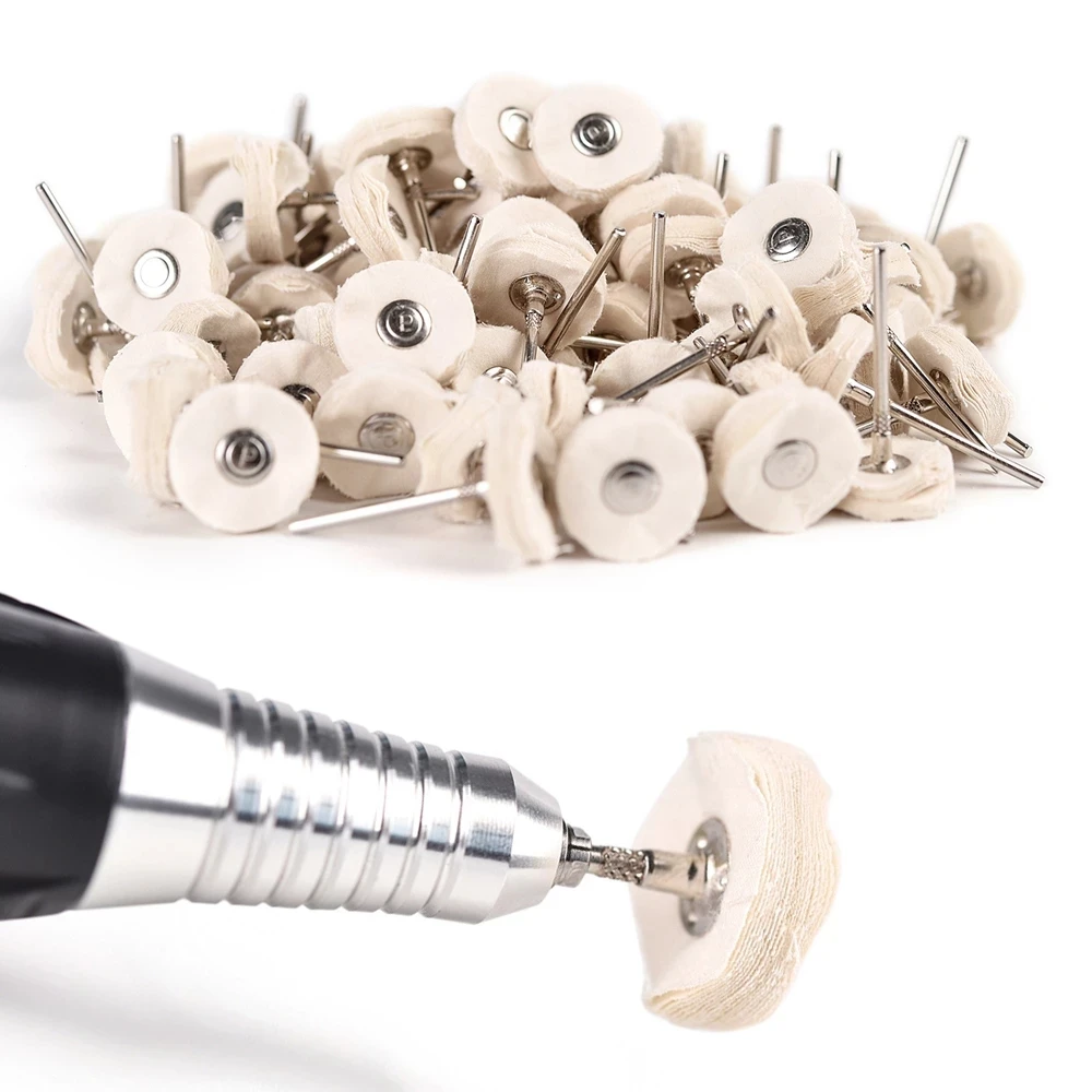 10Pcs Polishing Buffing Wheel Cotton Cloth Grinding Head for Nail Drill Jewelry Wood Metal Abrasive Rotary Drill Tools