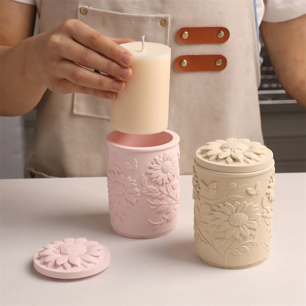 보우안 니콜 플라워 캔들 용기 석고 몰드 재사용 가능한 캔들 리필 몰드 DIY 캔들 용기 몰드 (콘크리트 및 시멘트용)