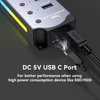High Speed RGB 7 Ports USB 3.0 HUB Individual Switch 3.0 Adapter Multiport USB A Splitter Aluminum USB Hub For Computer Laptop 5