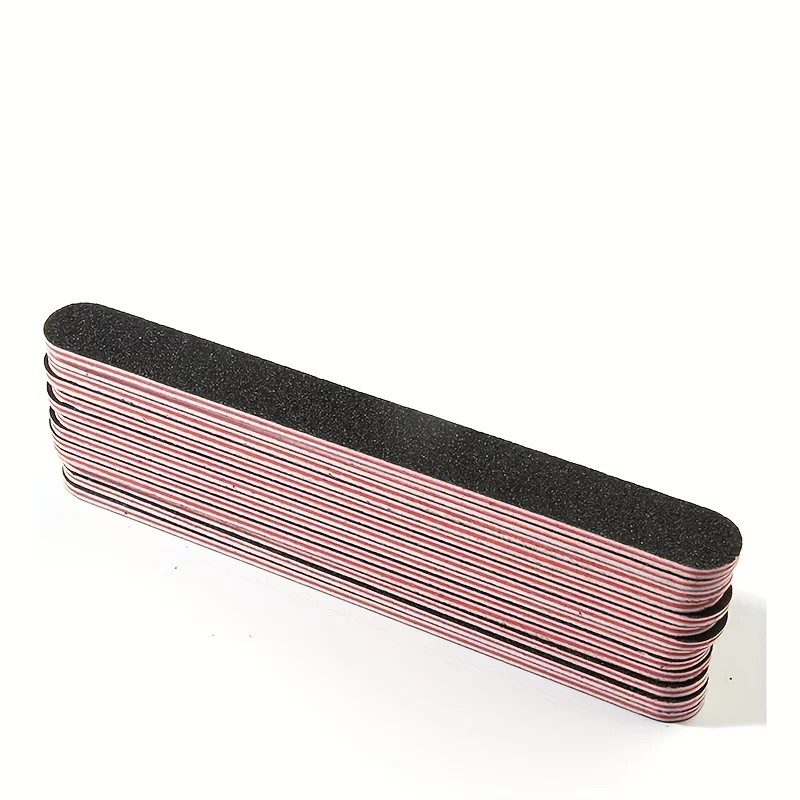 Professional Double-Sided Nail File Set, 10pcs Black Matte Board Manicure and Sanding Tools, Washable Dual-Sided Nail Files