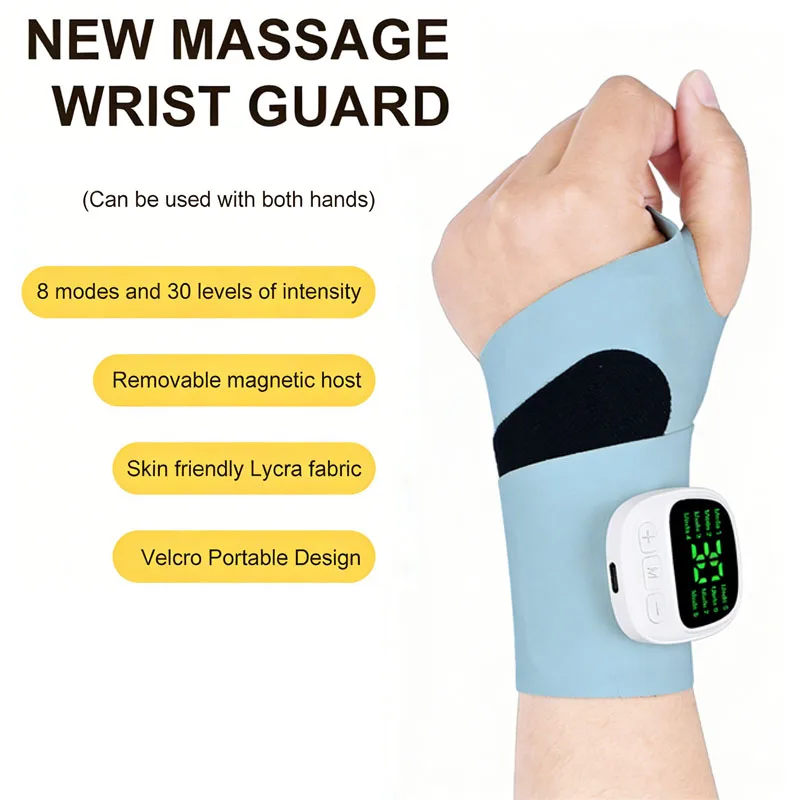 Masseur de poignet sans fil rechargeable par USB, attelle de poignet avec massage pour soulager la fatigue du canal carpien, pour la maison et le bureau
