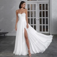 Simple Chiffon Wedding Dresses A-Line Elegant Bridal Gown Strapless Robe For Formal Party Glamorous Vestidos De Novia Customized 1
