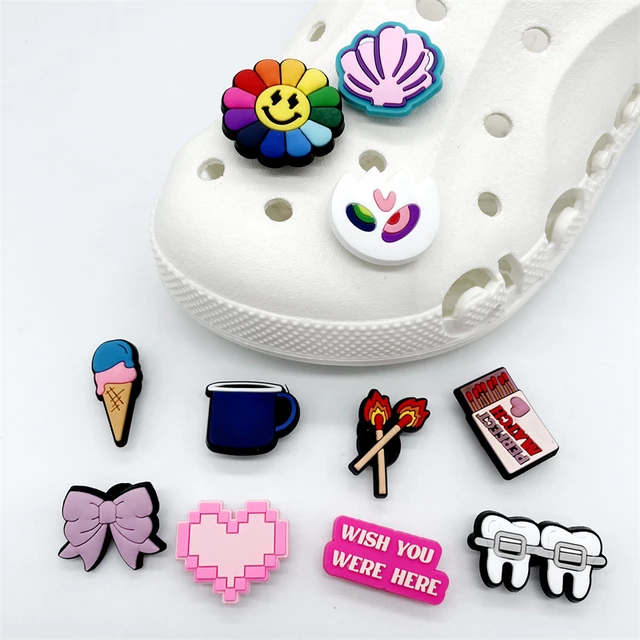 Love Peace Theme Shoe Charms Croc Jeans Ornaments Kawaii Cartoon Buckle  Accessories Fit Croc Clogs Decorations Adult Kids Gifts