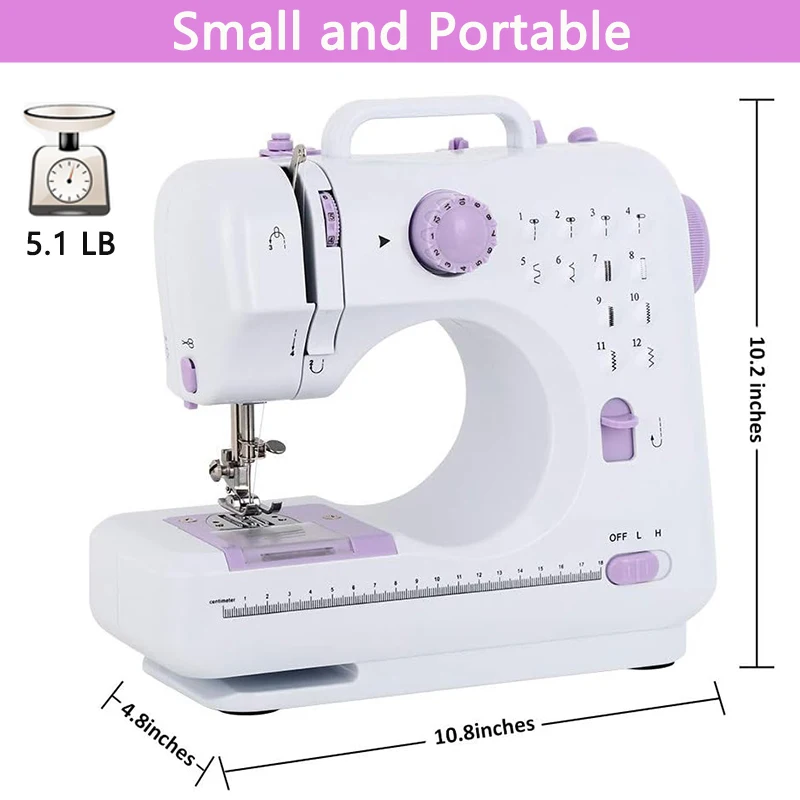 Mini Sewing Machine for Beginners, Adults and Kids, Sewing Machines with  Reverse Sewing and 12 Built-in Stitches, Portable Sewing Machine 