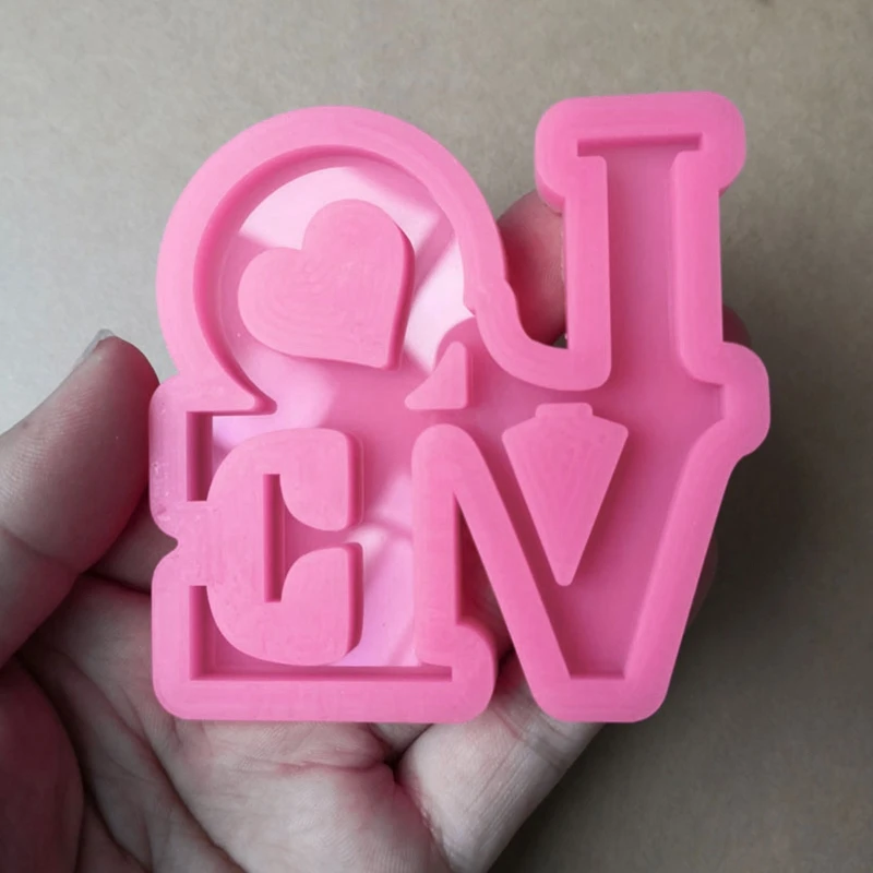 E0BF Crystal Epoxy Resin Mold Shiny Heart with Shape Keychain Silicone Mould