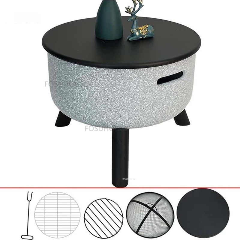 Modern Iron Fire Pit for Outdoor Heaters Braziers Creative Light Luxury Outdoor Courtyard BBQ Grill Heating Charcoal Brazier