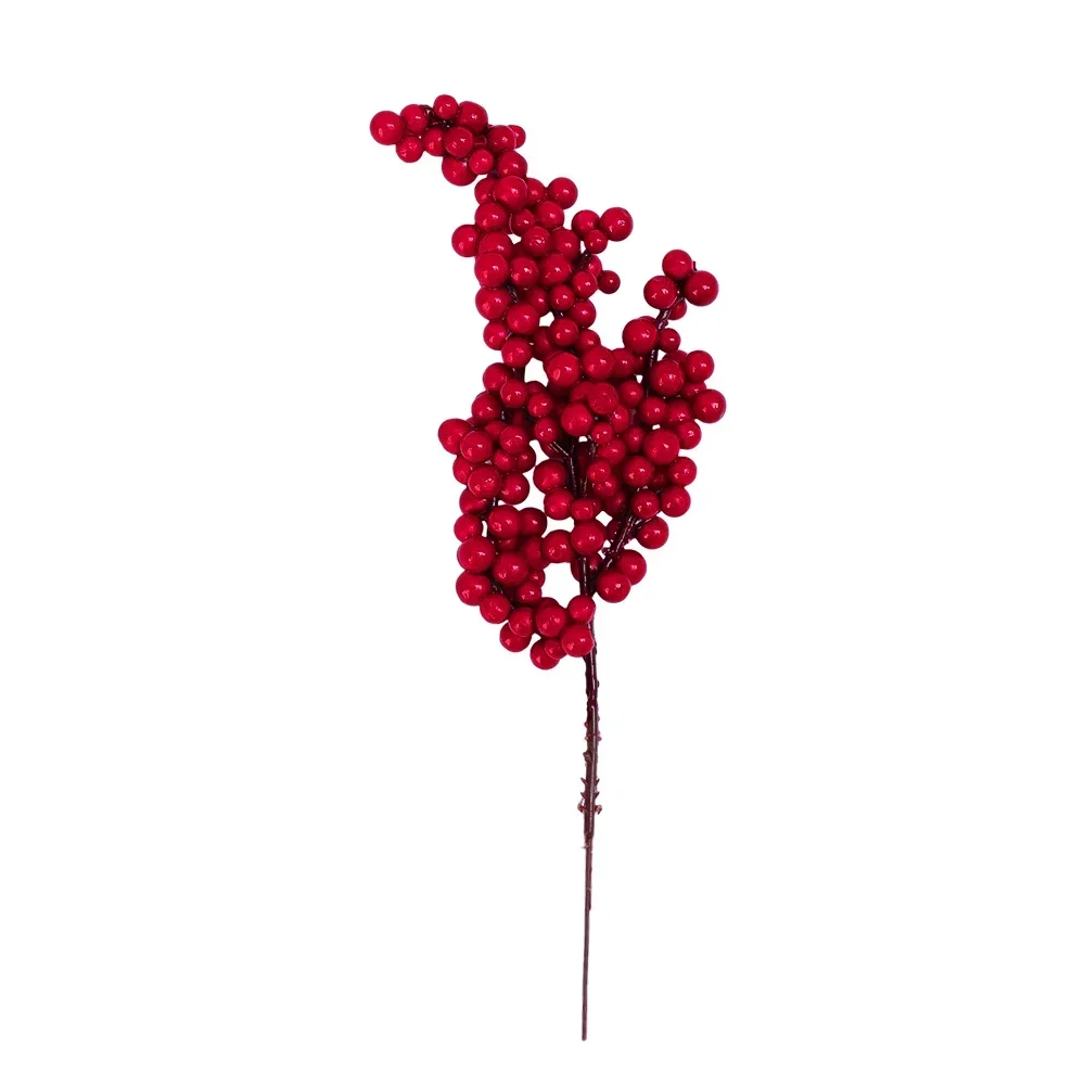 Weihnachten künstliche rote Beeren Zweig gefälschte Pflanzen Blumen Holly Berry Staubblatt Kranz Ornamente für Weihnachtsbaum Party Home Decor – Detail 9