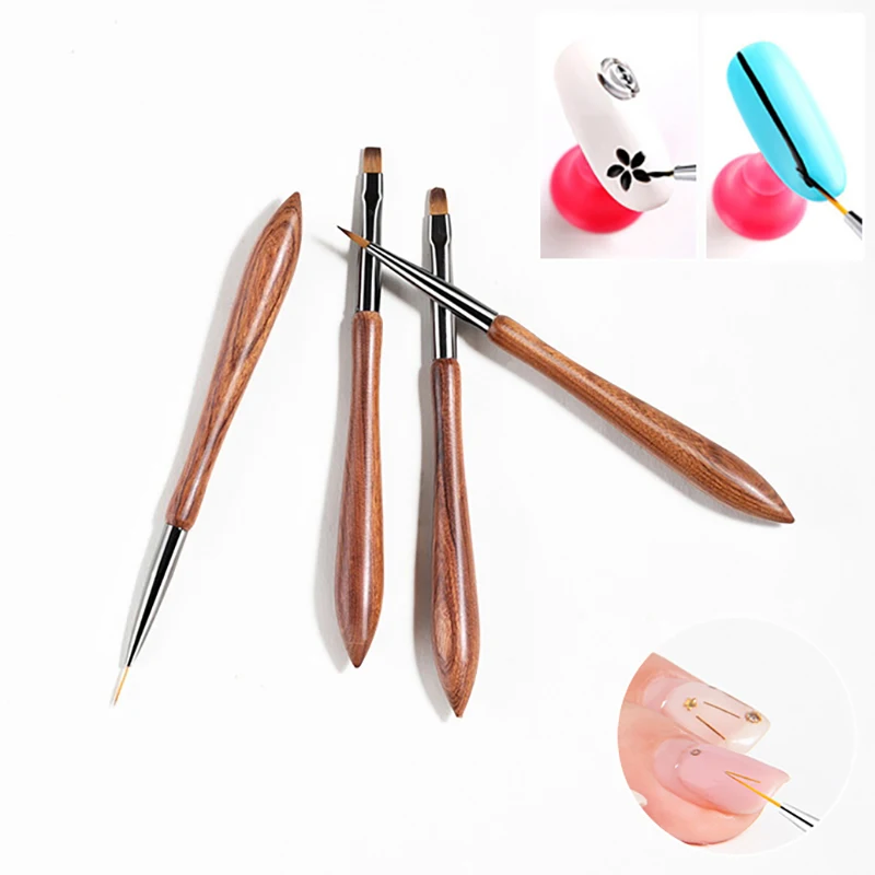 Nail Design Art Line Pen Detail Brush Wooden Handle Nail Construction Painting Brush Extension Drawing Light Therapy Pen