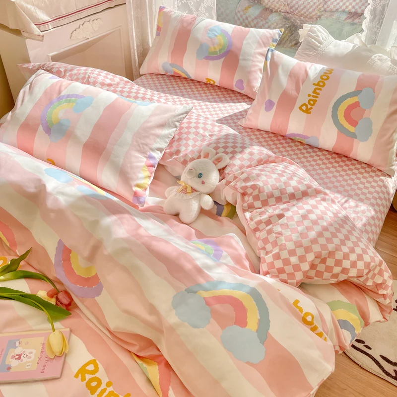 ファクトリーブランド かわいいムーン寝具セット 花柄のカワイイ綿 ダブルベッド 掛け布団カバー ダブルベッド 超美品 値引き セール Crypto Earnup Ravitejadentalcare Com