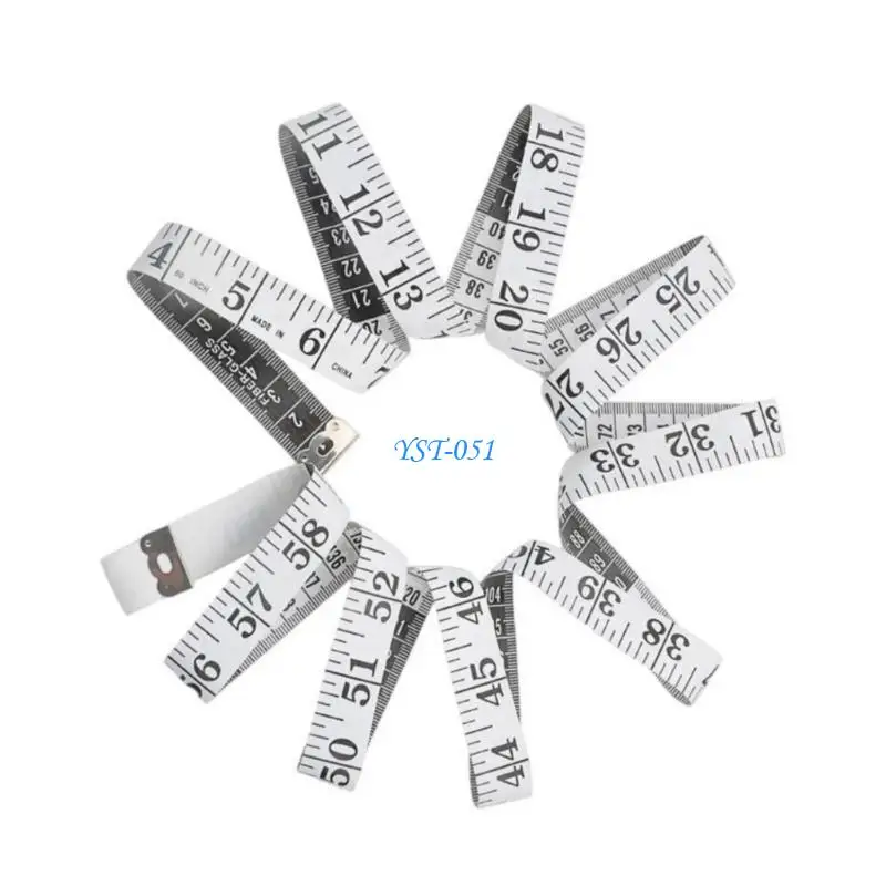 E15A 영구 150cm PVC 유리 섬유 재봉사 측정 테이프 봉제 공예 신체 측정을위한 이중 스케일 5 색 환경 설정