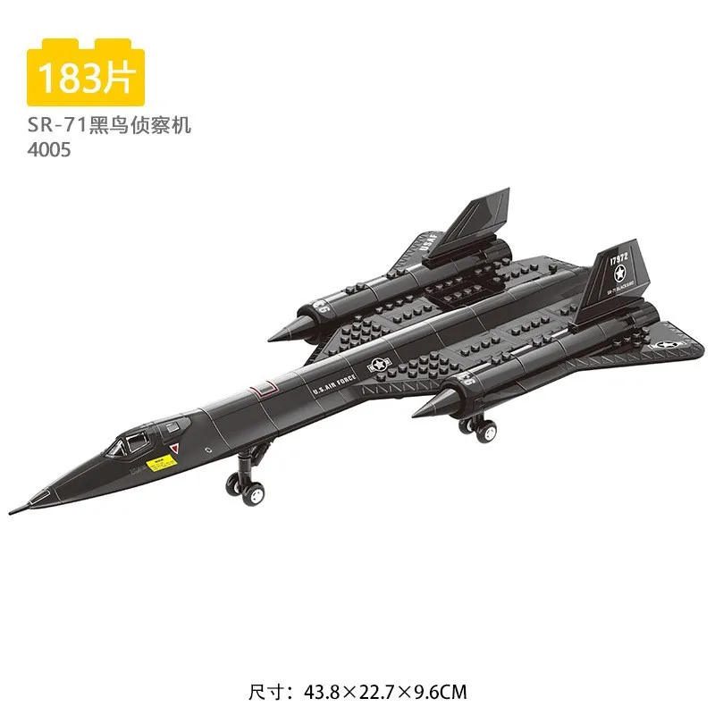 מטוס זיהוי Blackbird SR-71 צבאי בניית בלוקים חלקיקים קטנים פאזל הרכבה צעצוע