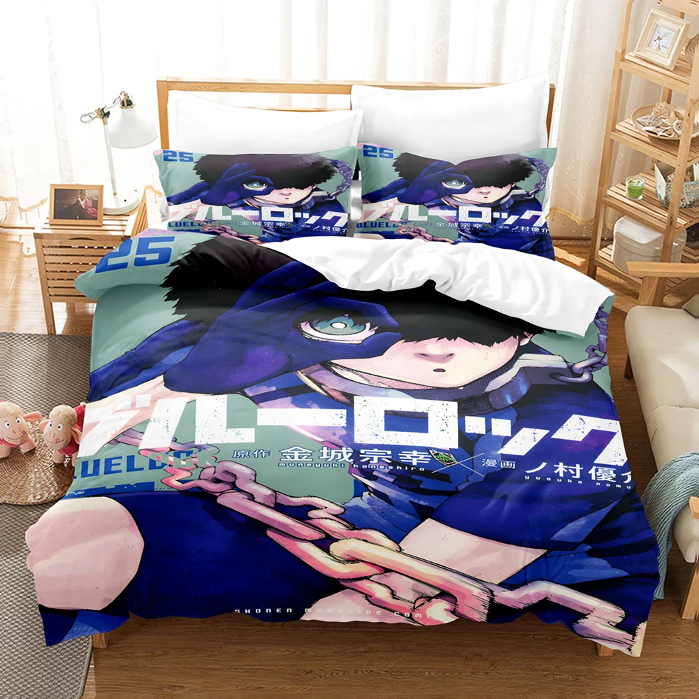 Blue Lock Bedding Set Hot Anime Duvet Cover Set with Pillowcases King Queen Twin Double Size Comforter Cover Set For Home Decor