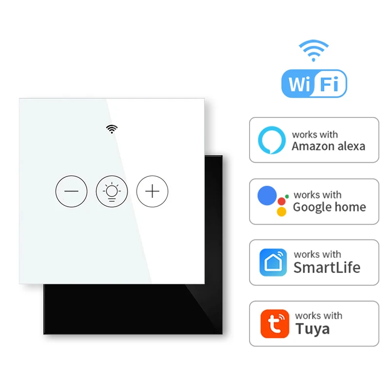 Tuya WiFi EU สมาร์ทสวิตช์หรี่ไฟไร้สาย Touch Smart Life APP ควบคุมเสียงสวิทช์ทํางานร่วมกับ Alexa Google Home 1