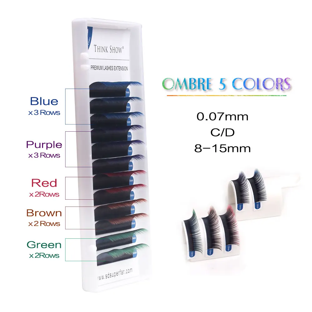 

NEWCOME Color Eyelashes Extension 12 Rows Mix Ombre Soft Natural Beauty False Mink Eyelashes Silk Eye Lashes