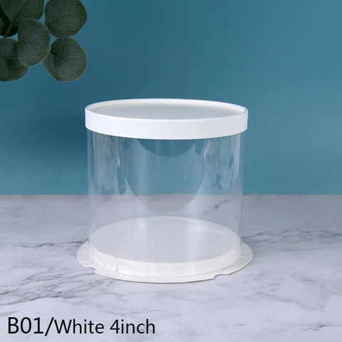Round PVC Cake Box Black White Clear Gift Rose Bear Packaging Boxes Wedding Valentines Day Decoration Supplies