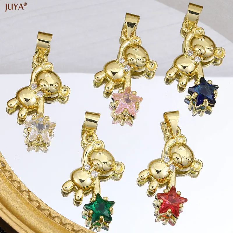 JUYA 18K vergoldete Bärenanhänger für Frauen Halsketten Micro Pave Zirkonia Charm für Luxus Schmuckherstellung Zubehör – Detail 9
