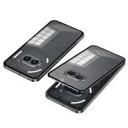 Shockproof Hard Cover with Aluminium Alloy Frame and Tempered Glass Back for Nothing phone 3A (Gray)