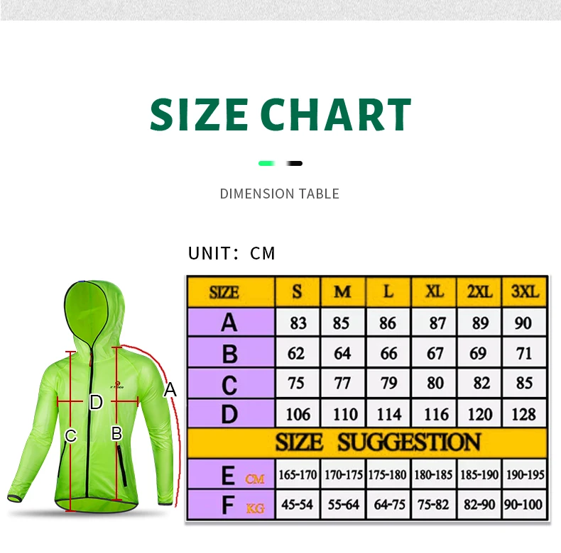 Description Picture 3 of itemX-TIGERT Cycling Raincoat Cycling Jackets Green Bicycle Waterproof Jersey Windcoat MTB Bike Clothing Jacket Rainproof Clothes