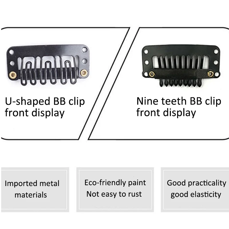 2/10/20Pcs Hair Extension Snap Clips Metal BB Black U-Shape Nine teeth BB clip Hair Snap Clips For Wig Weft Barrette Salon Grip hair extension clips hair clips wig clips