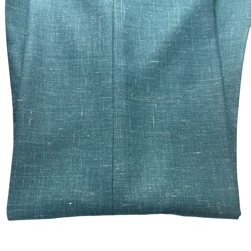 Luxury Hands-Made Men's Blue Green Suits Stretch Wool Silk Linen Bespoke Tailored for Summer Weddings Gala Events Luxury Travel