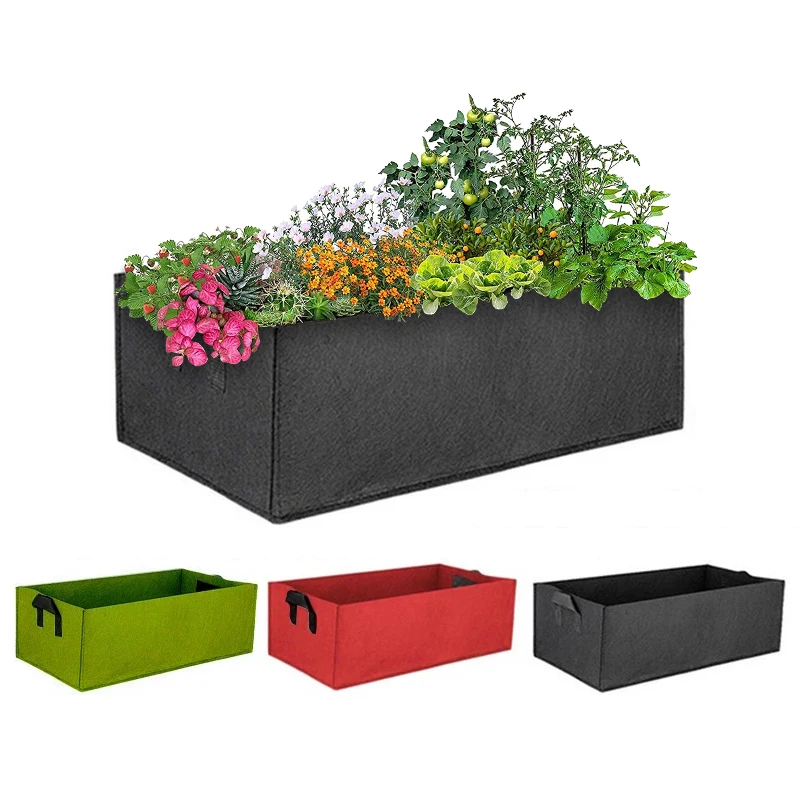 FeltGrowBagRectanglePlantingNurseryPotVegetableGrowingPlanterwithHandlesHomeGarden