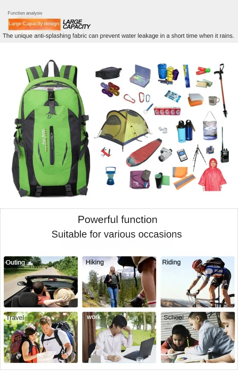 Description Picture 3 of itemQuality Nylon Waterproof Travel Backpacks Men Climbing Travel Bags Hiking Backpack Outdoor Sport School Bag Men Backpack Women