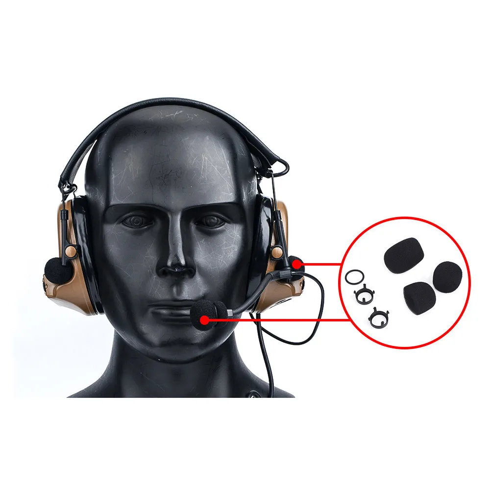 Headphone's Accessories MIC Sponges Replacement Parts For Comtac Series Tactical Headset Microphone Sponge Set
