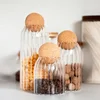 Cork Stopper Transparent Glass Sealed jar High Borosilicate Glass can Kitchen Food Tea Candy Coffee Beans spices Storage Tank 1